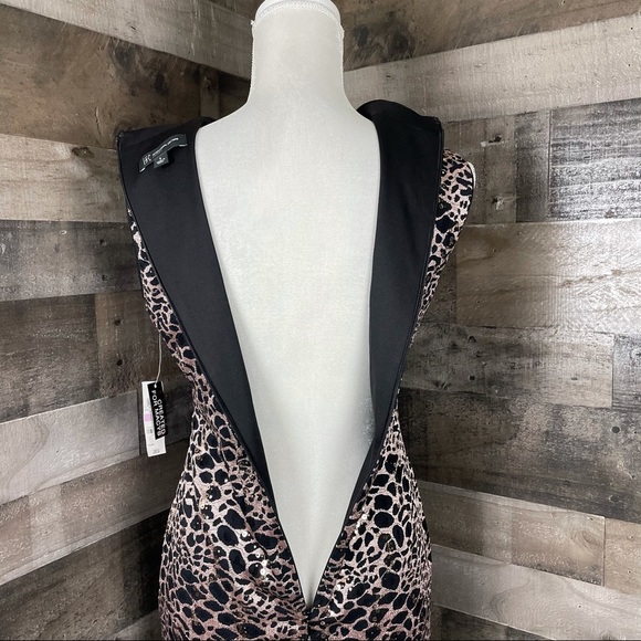 INC Mock-Neck Sequin-Lace Dress Black/Gold Sz 10 - Picture 9 of 16